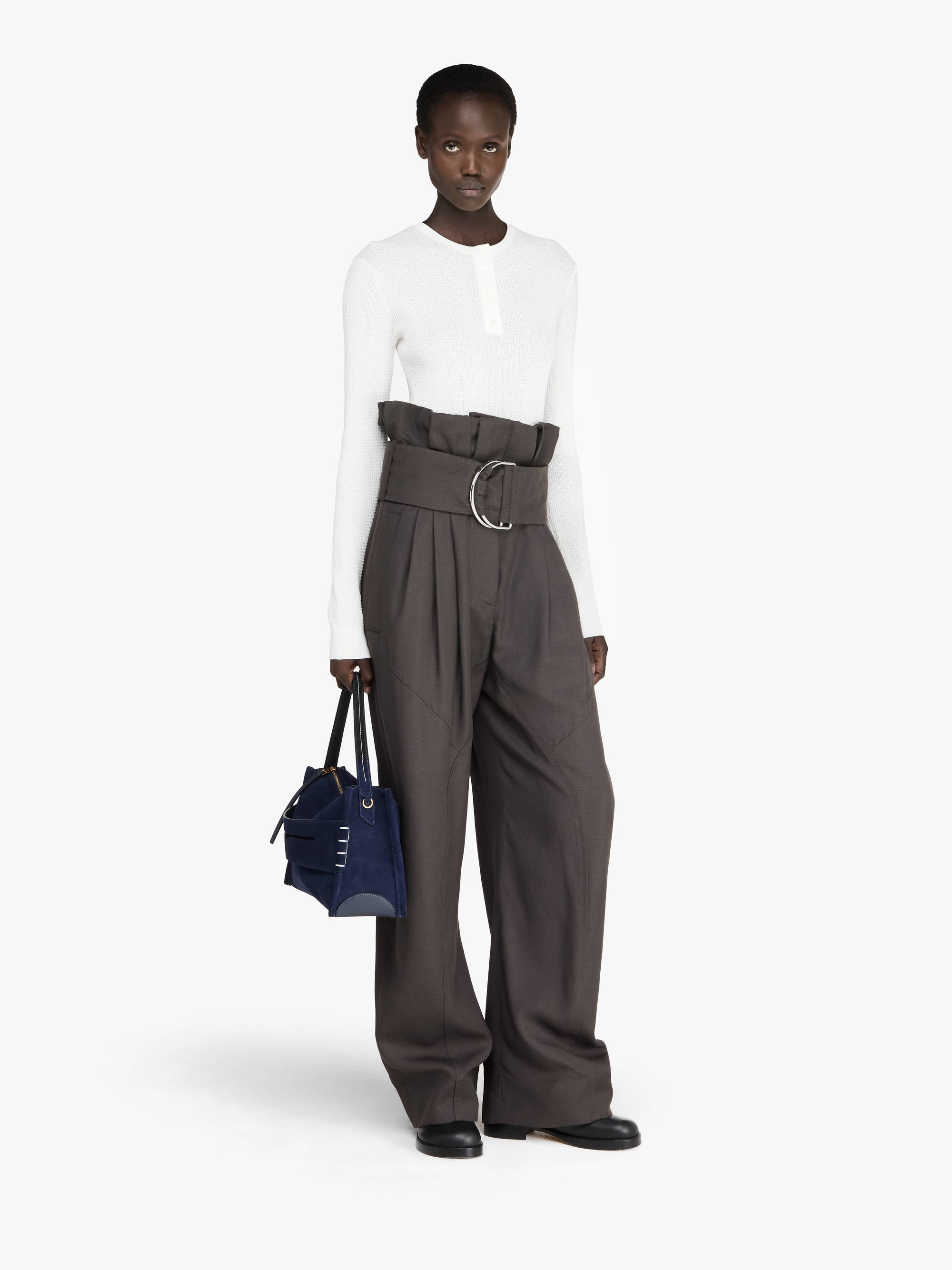 GATHERED WAIST D-RING TROUSERS