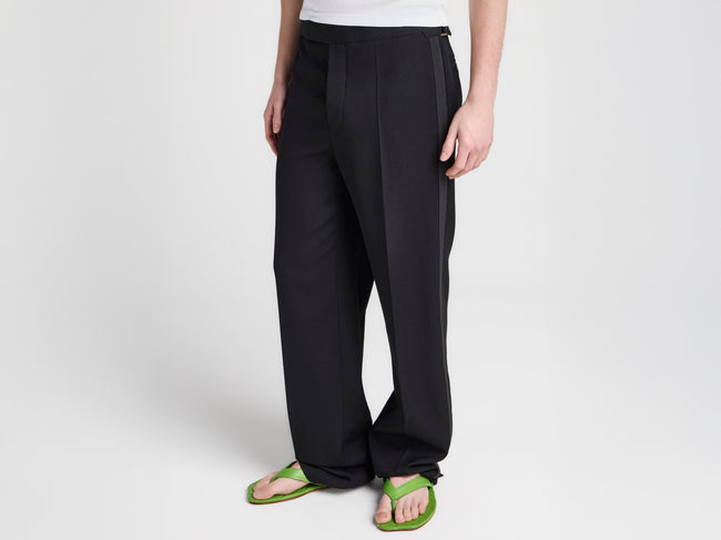MENS TAILORED TUXEDO TROUSERS IN BLACK