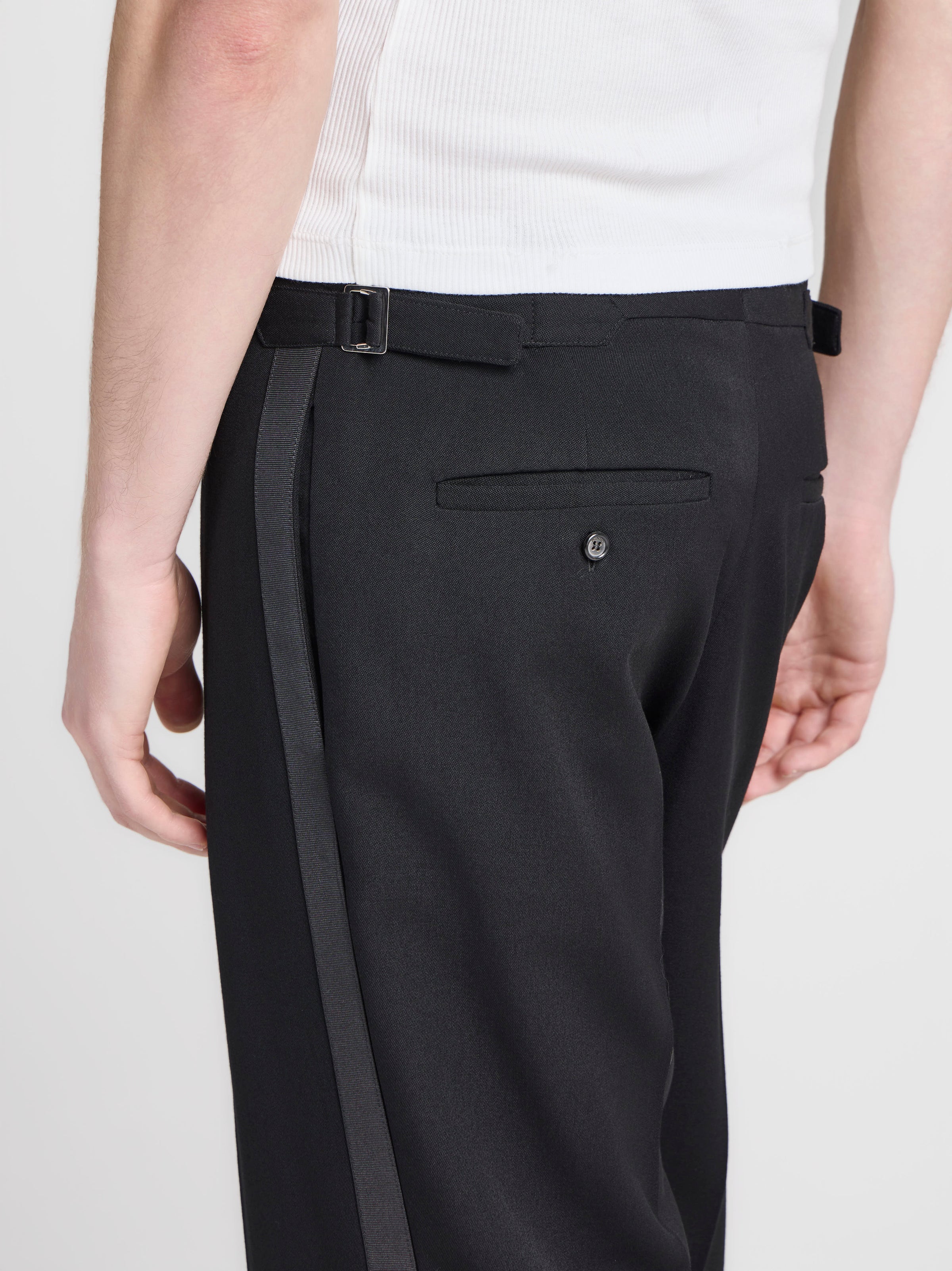 MENS TAILORED TUXEDO TROUSERS IN BLACK