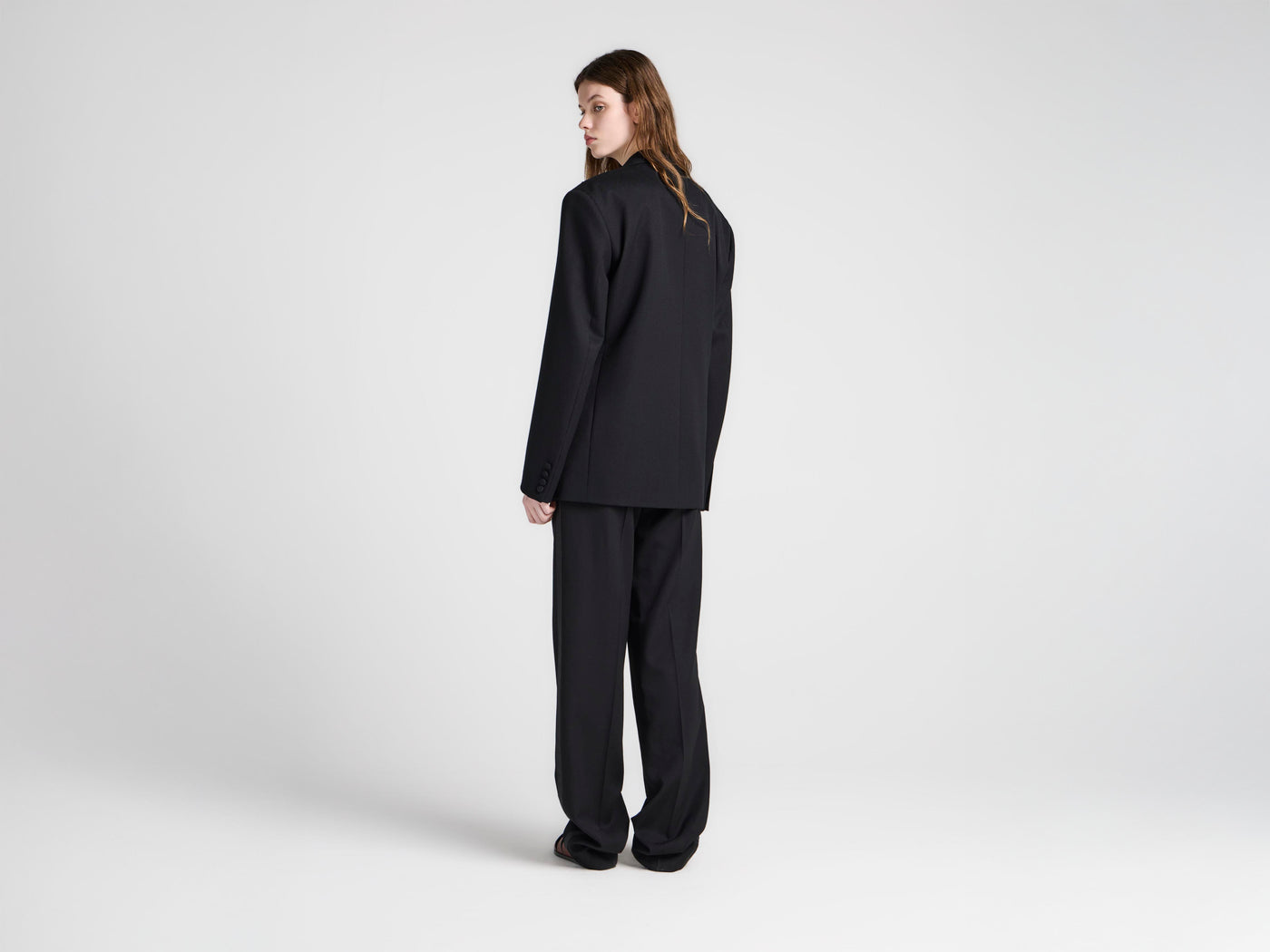 WOMENS TAILORED TUXEDO TROUSERS IN BLACK