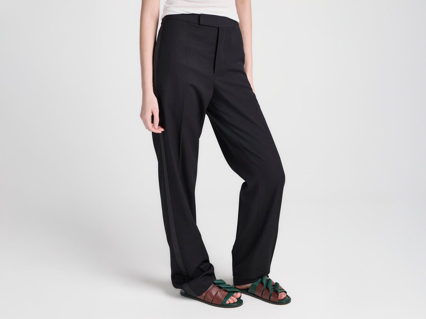 WOMENS TAILORED TUXEDO TROUSERS IN BLACK