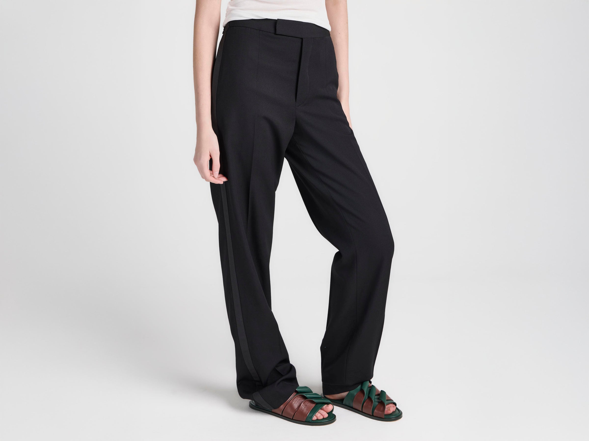 WOMENS TAILORED TUXEDO TROUSERS IN BLACK