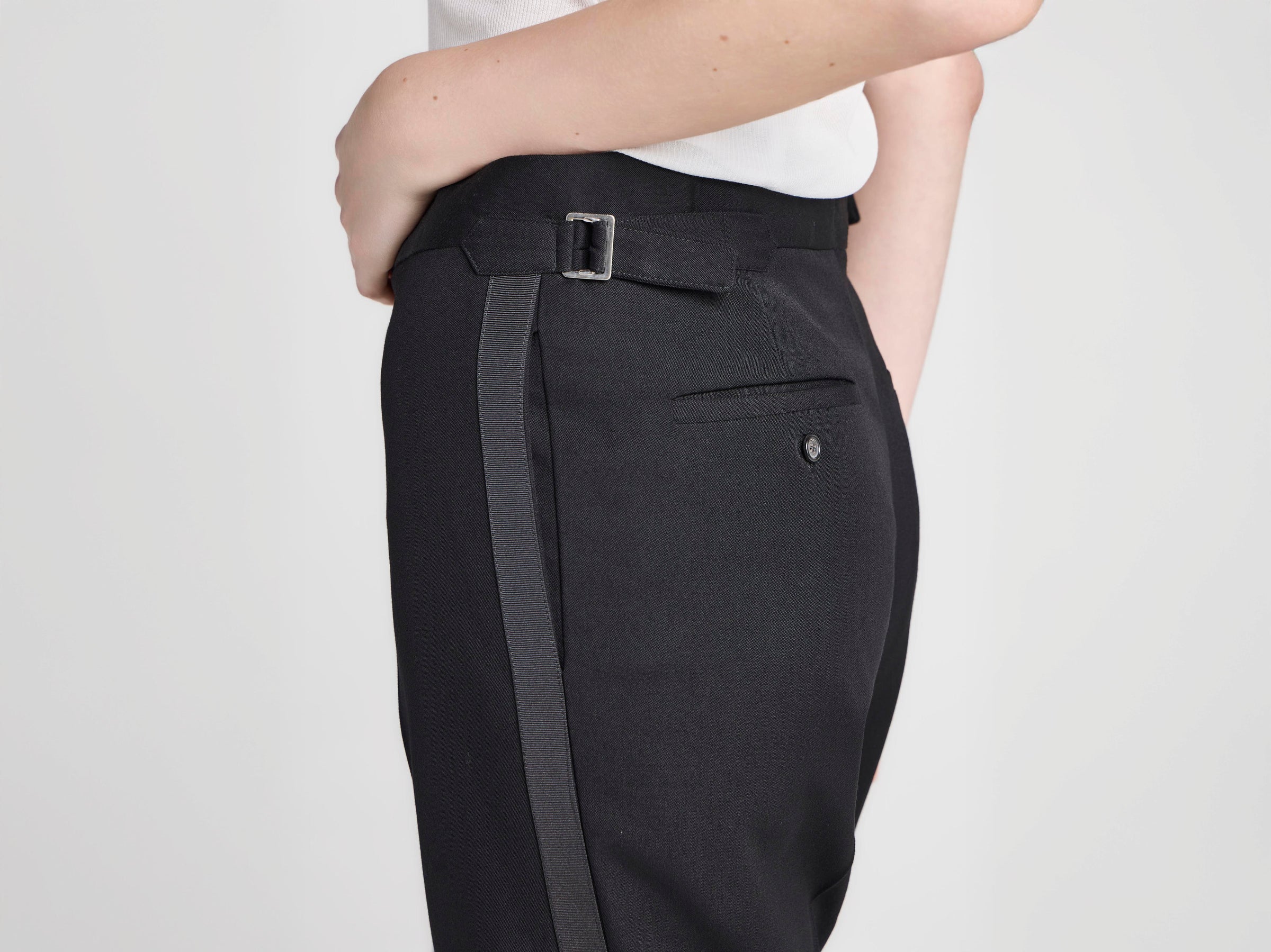 WOMENS TAILORED TUXEDO TROUSERS IN BLACK