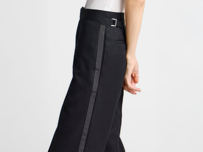 WOMENS TAILORED TUXEDO TROUSERS IN BLACK