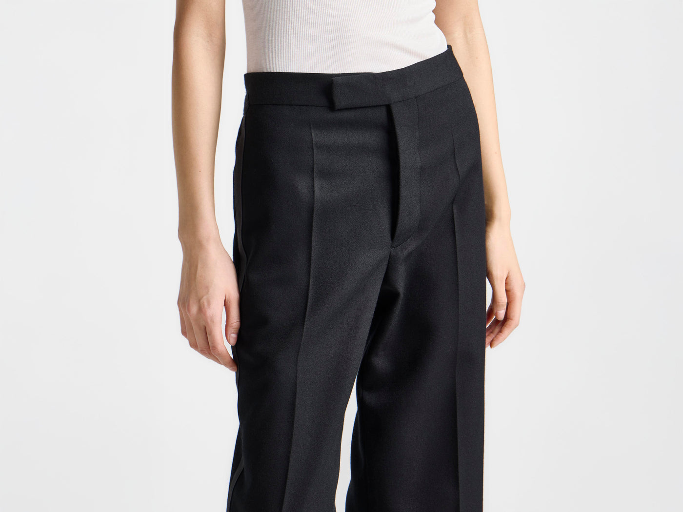 WOMENS TAILORED TUXEDO TROUSERS IN BLACK