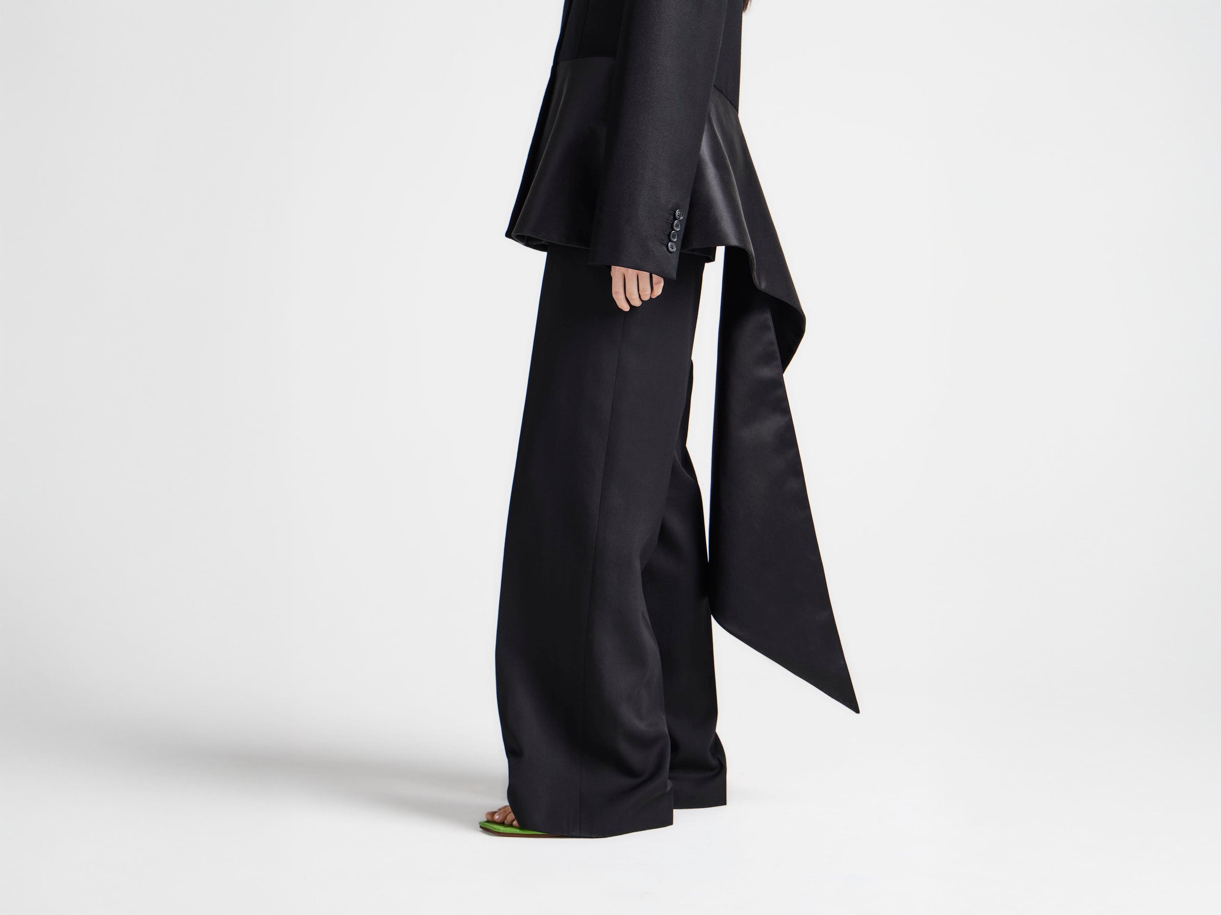 WOMENS TAILORED TUXEDO TROUSERS IN BLACK