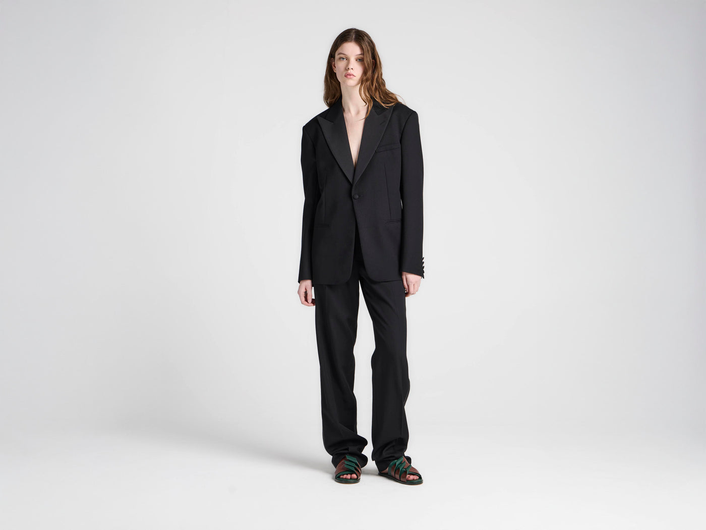 WOMENS TAILORED TUXEDO TROUSERS IN BLACK