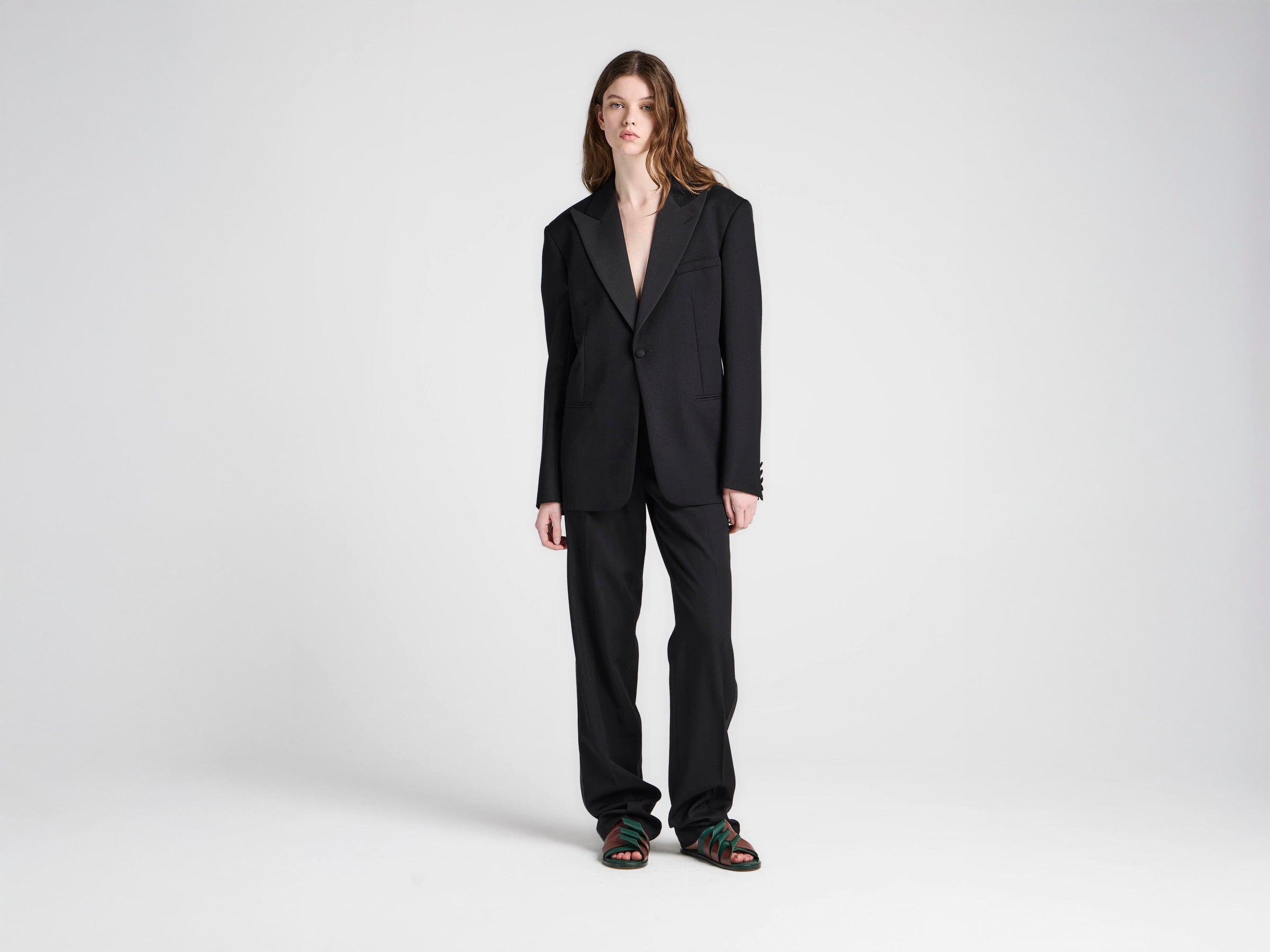 WOMENS TAILORED TUXEDO TROUSERS IN BLACK
