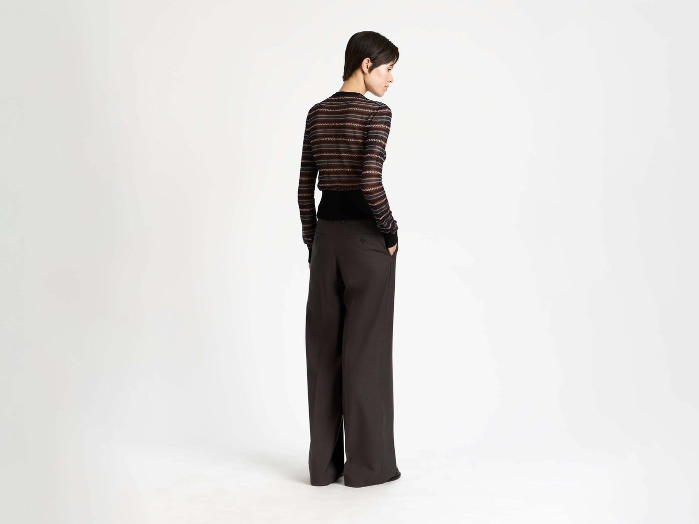 TAILORED TUXEDO TROUSERS IN CHOCOLATE BROWN