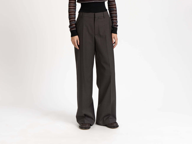 TAILORED TUXEDO TROUSERS IN CHOCOLATE BROWN
