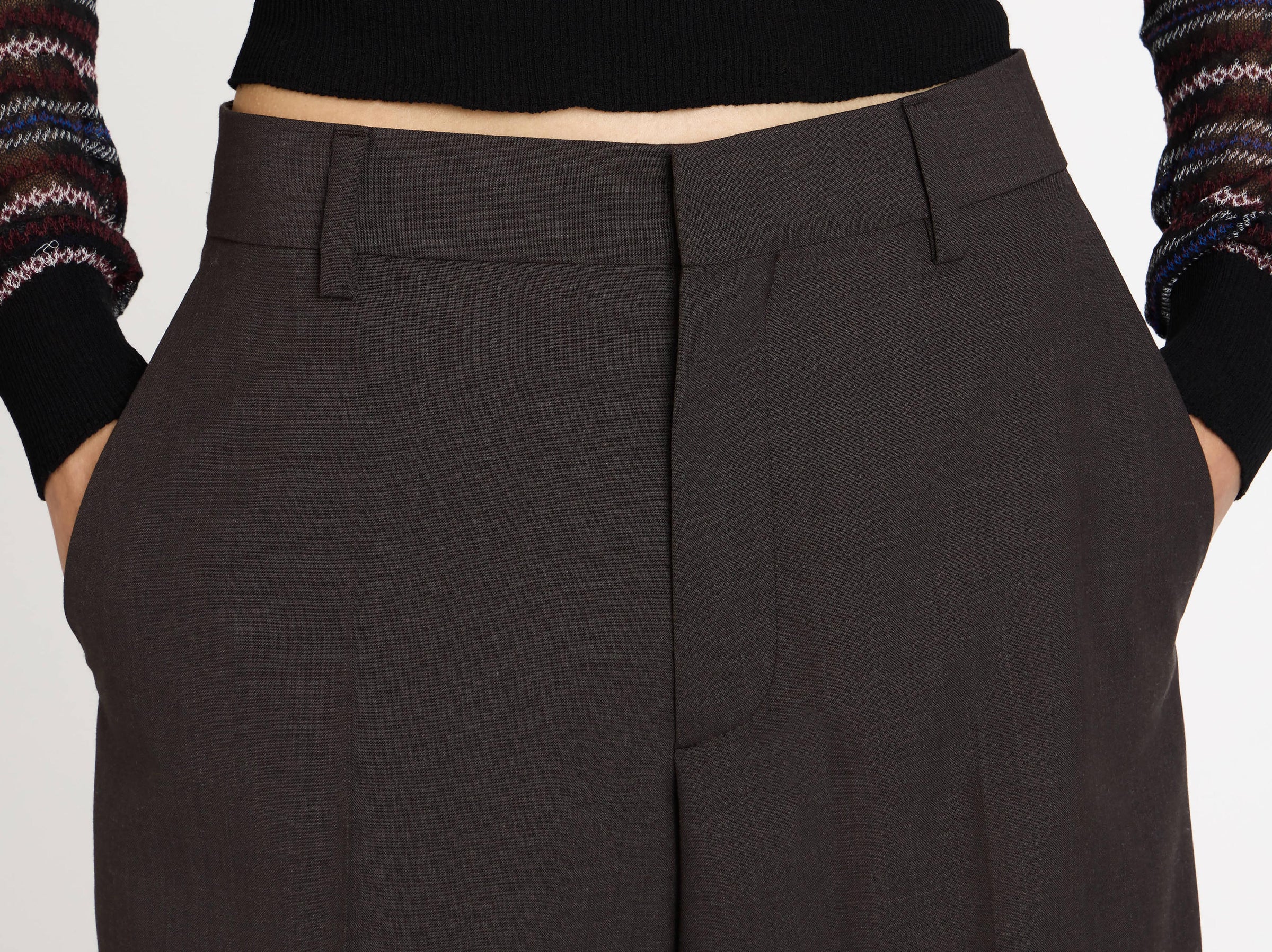 tailored trousers chocolate brown Model Front 5