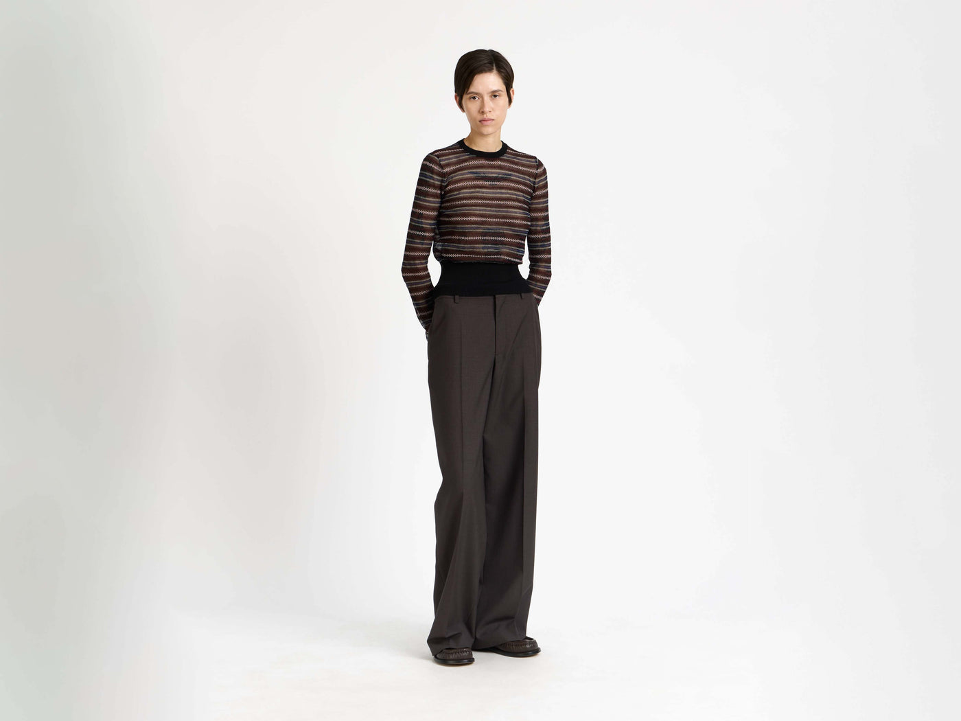 tailored trousers chocolate brown Model Front 6