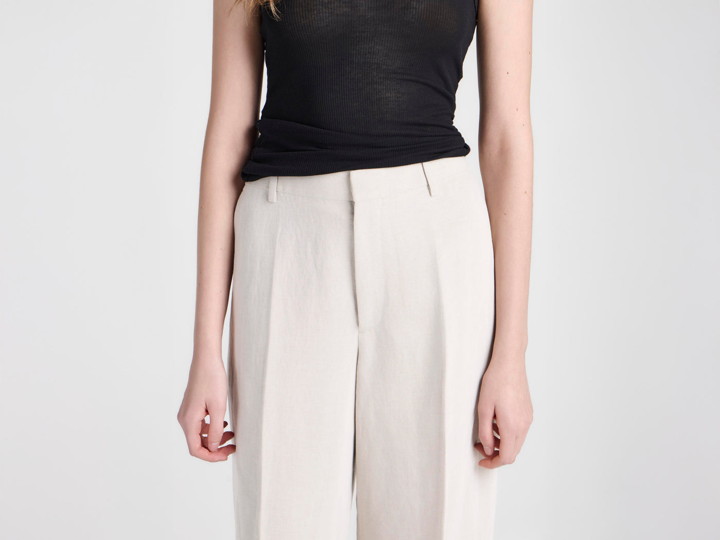 WOMENS TAILORED TROUSERS IN NATURAL