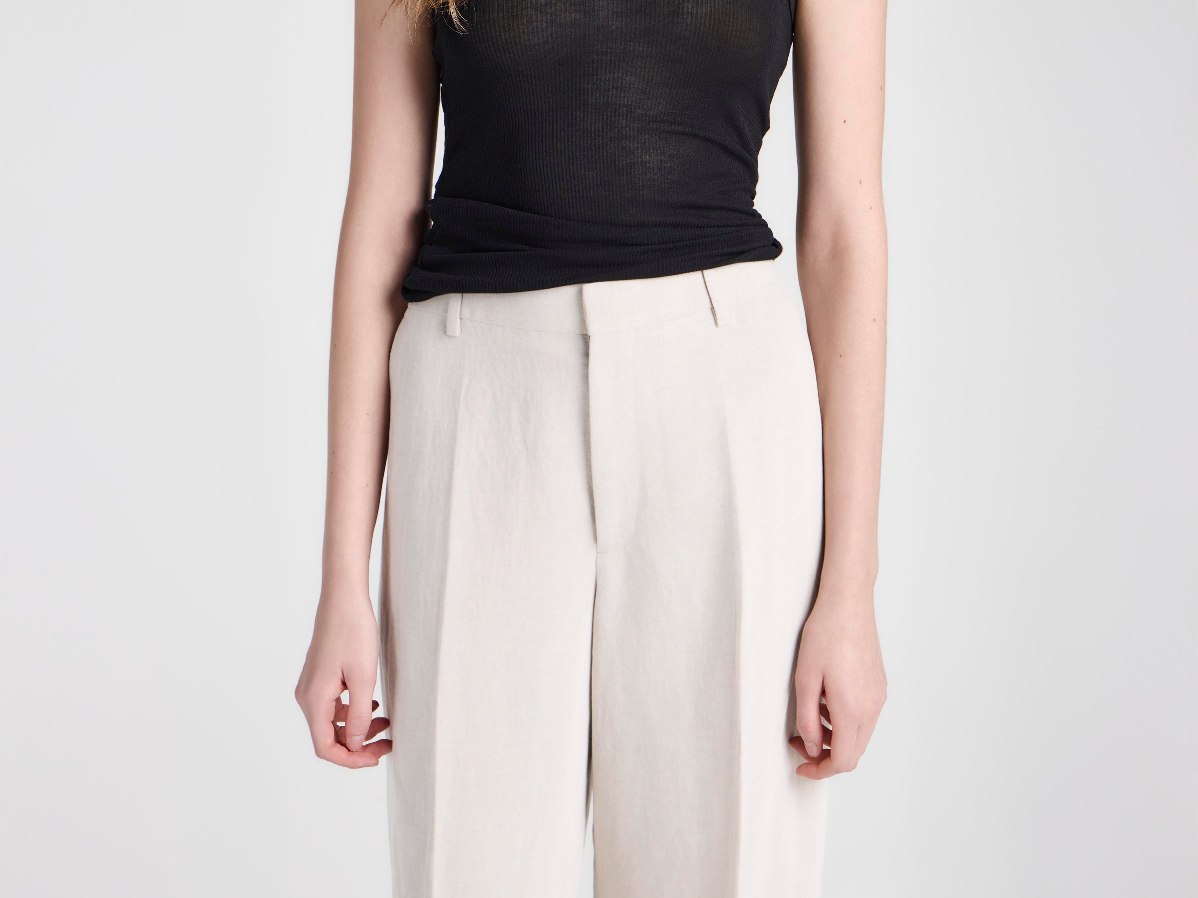 WOMENS TAILORED TROUSERS IN NATURAL