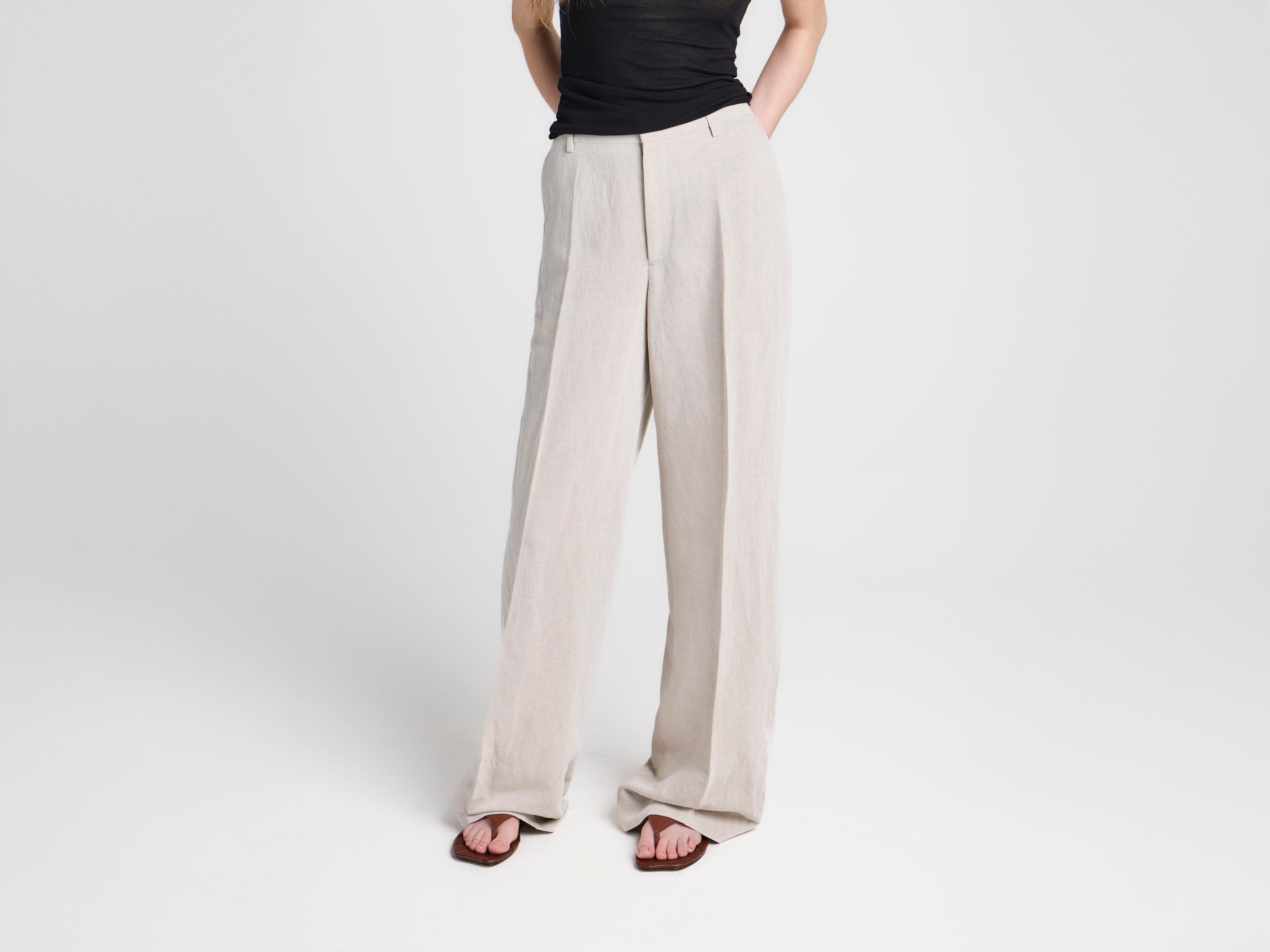 WOMENS TAILORED TROUSERS IN NATURAL