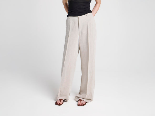 WOMENS TAILORED TROUSERS IN NATURAL