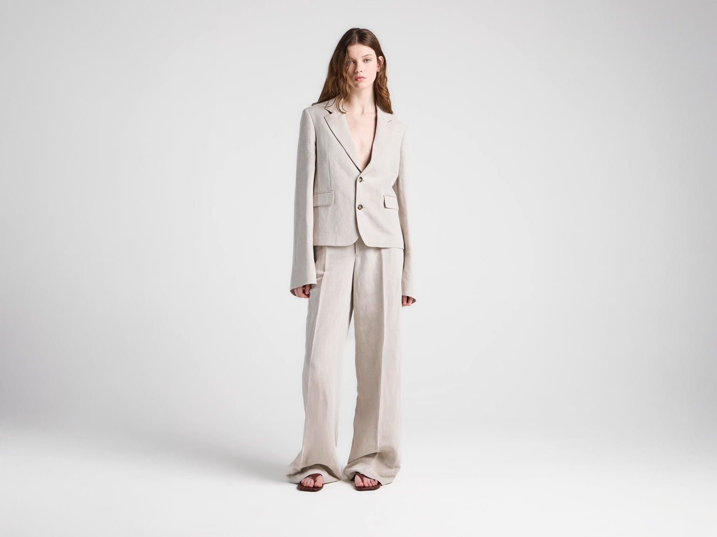 WOMENS TAILORED TROUSERS IN NATURAL