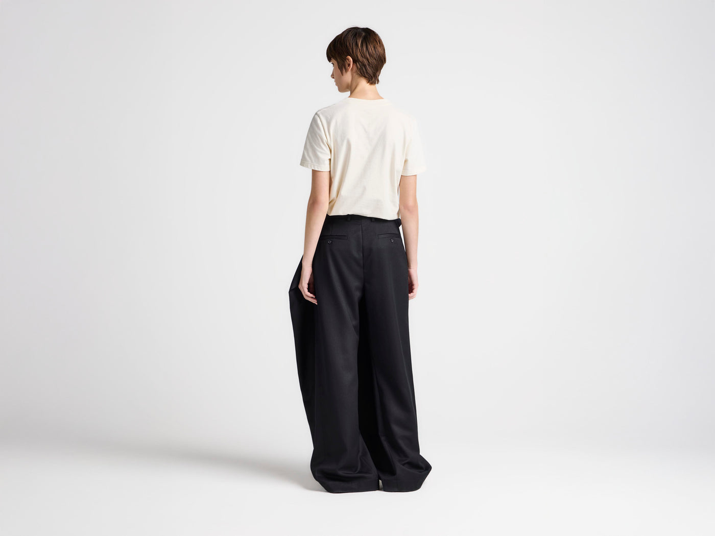 WOMENS FOLD OVER TROUSERS IN BLACK