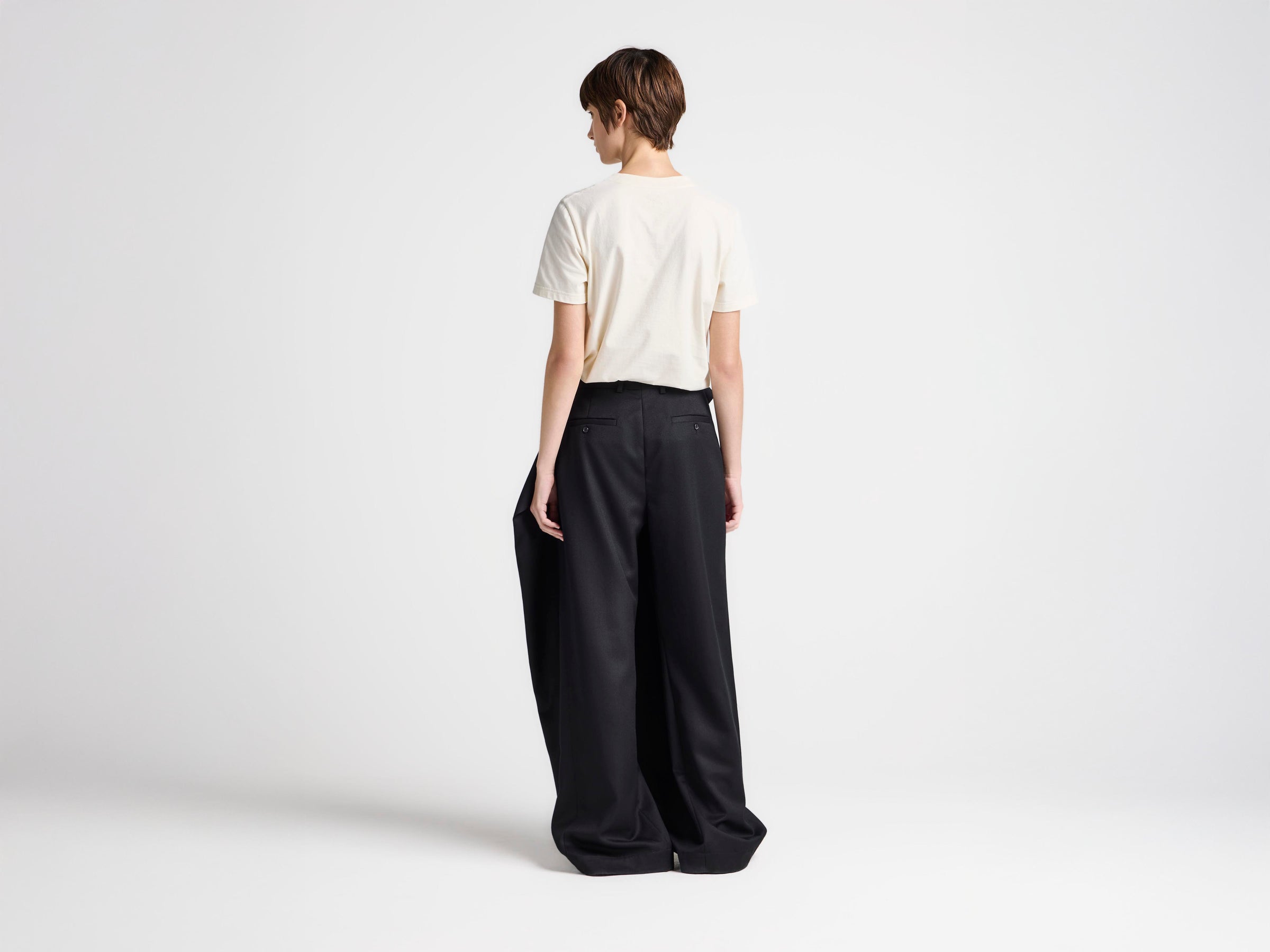WOMENS FOLD OVER TROUSERS IN BLACK