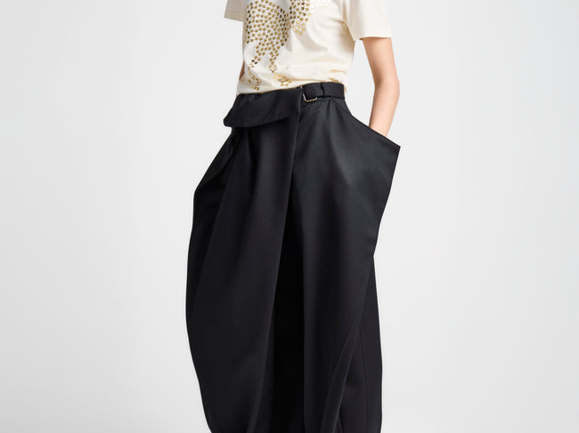 WOMENS FOLD OVER TROUSERS IN BLACK