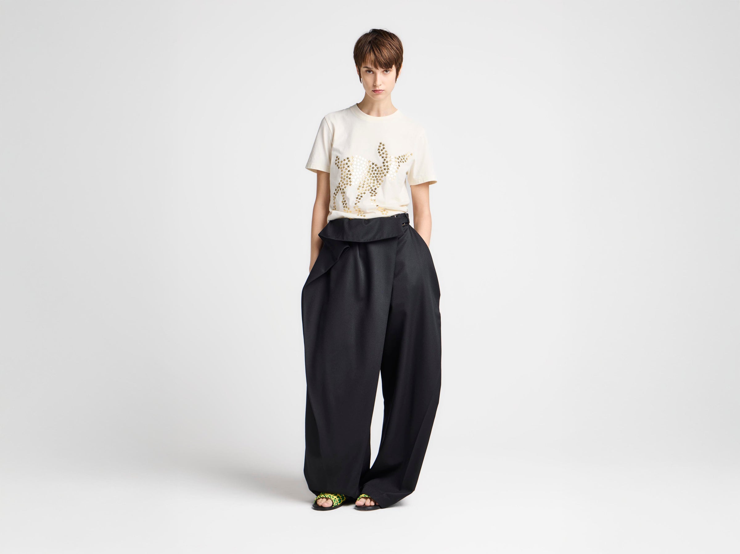 WOMENS FOLD OVER TROUSERS IN BLACK