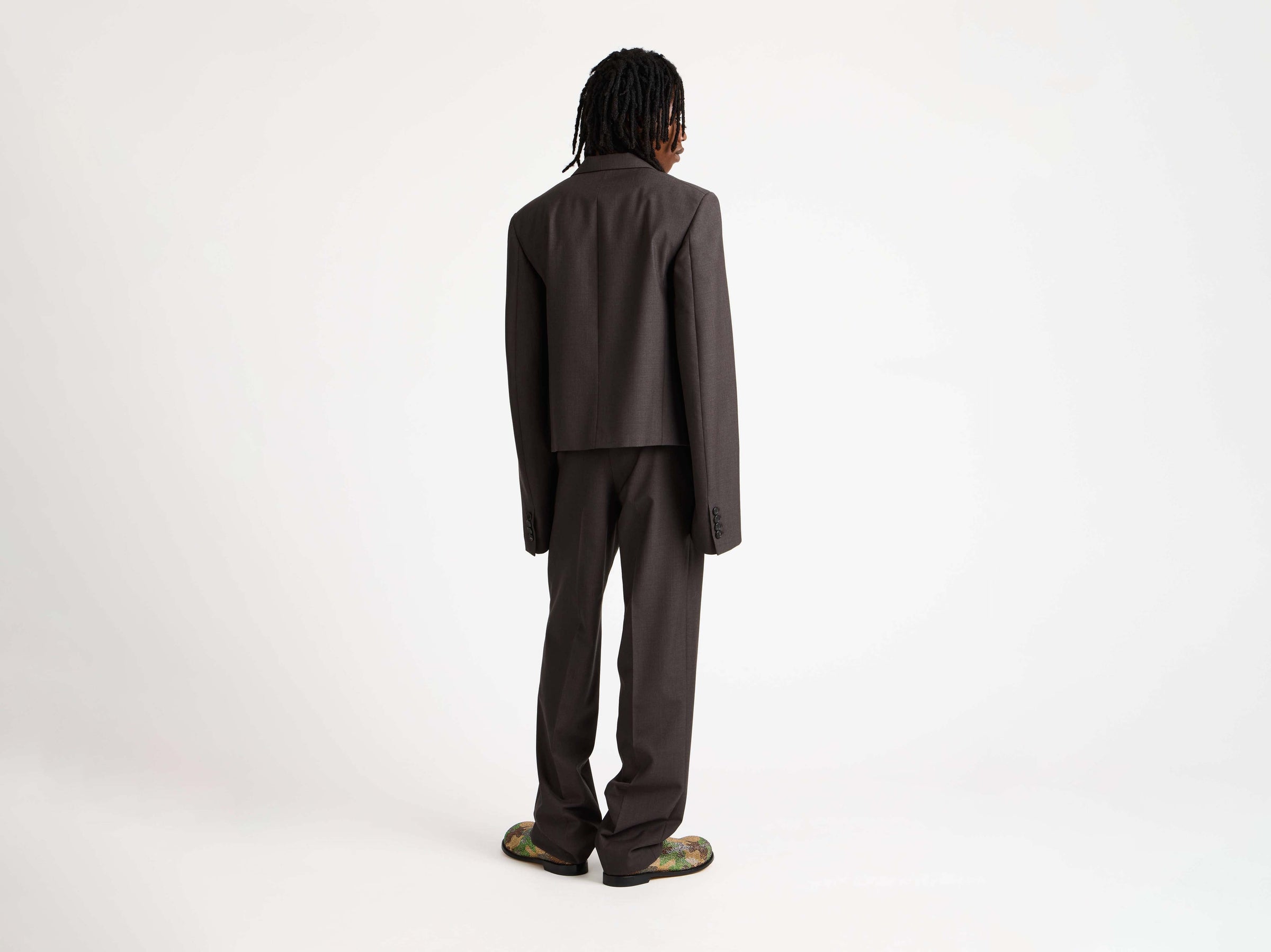 TAILORED TUXEDO TROUSERS IN CHOCOLATE BROWN