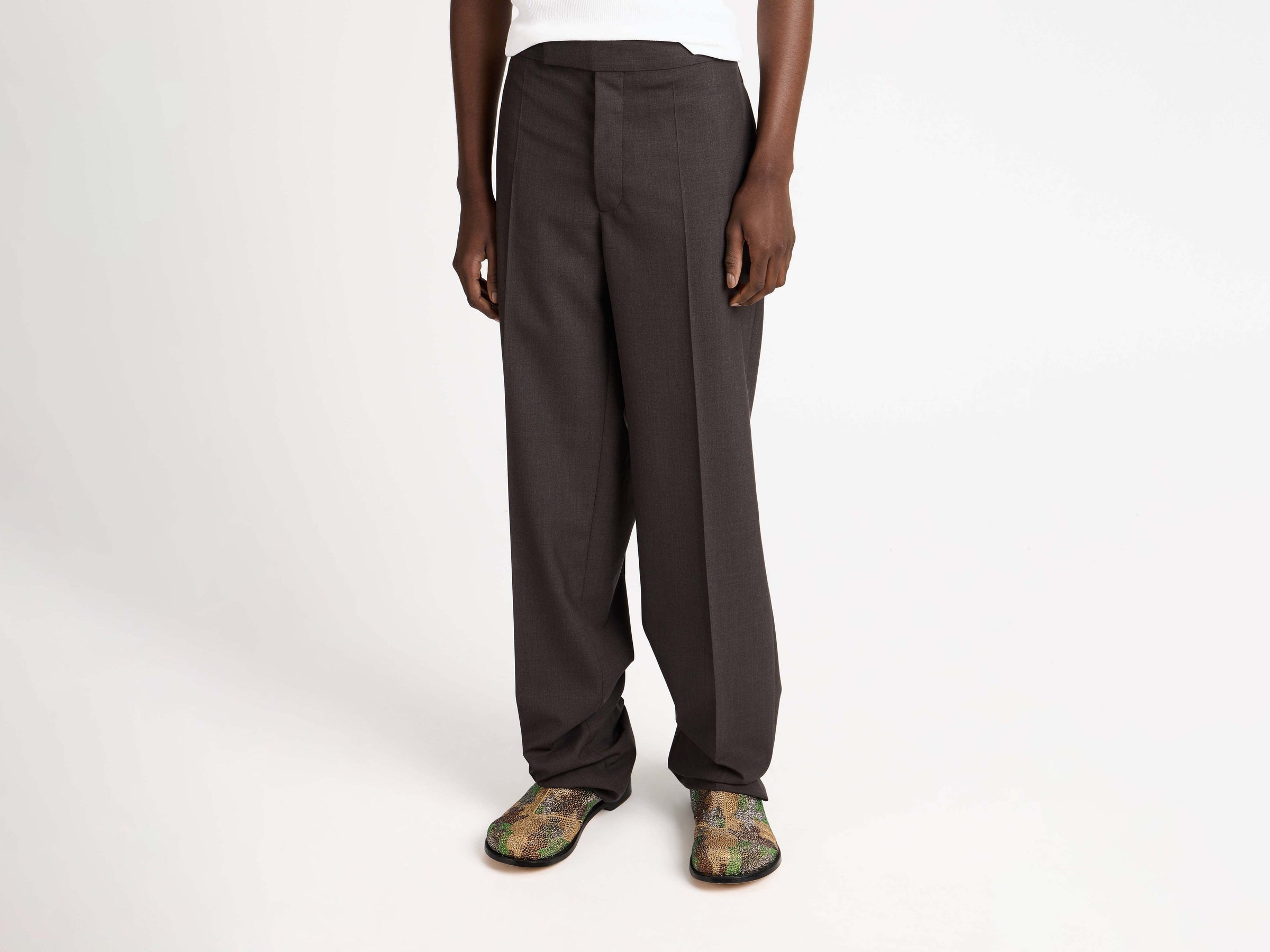 TAILORED TUXEDO TROUSERS IN CHOCOLATE BROWN