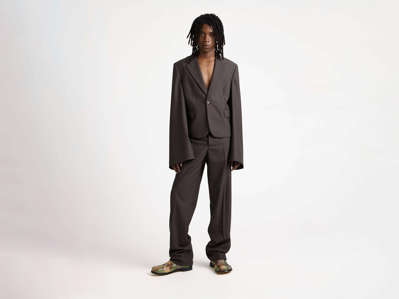 tailored trousers chocolate brown 1 Model Front 4