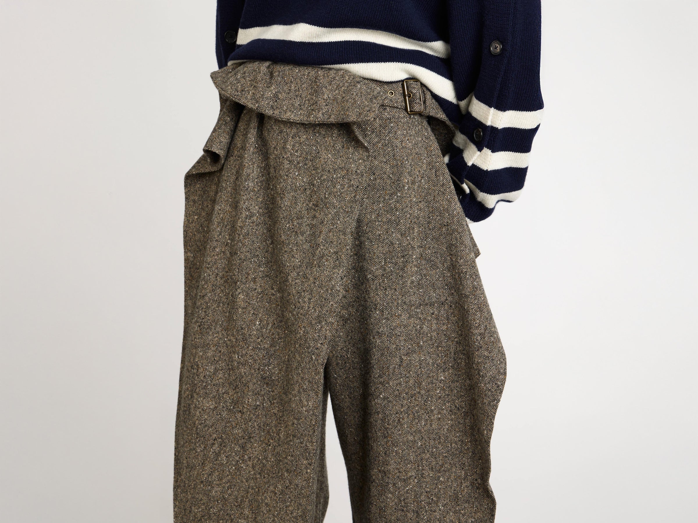 FOLD OVER TROUSERS IN BLACK & BEIGE