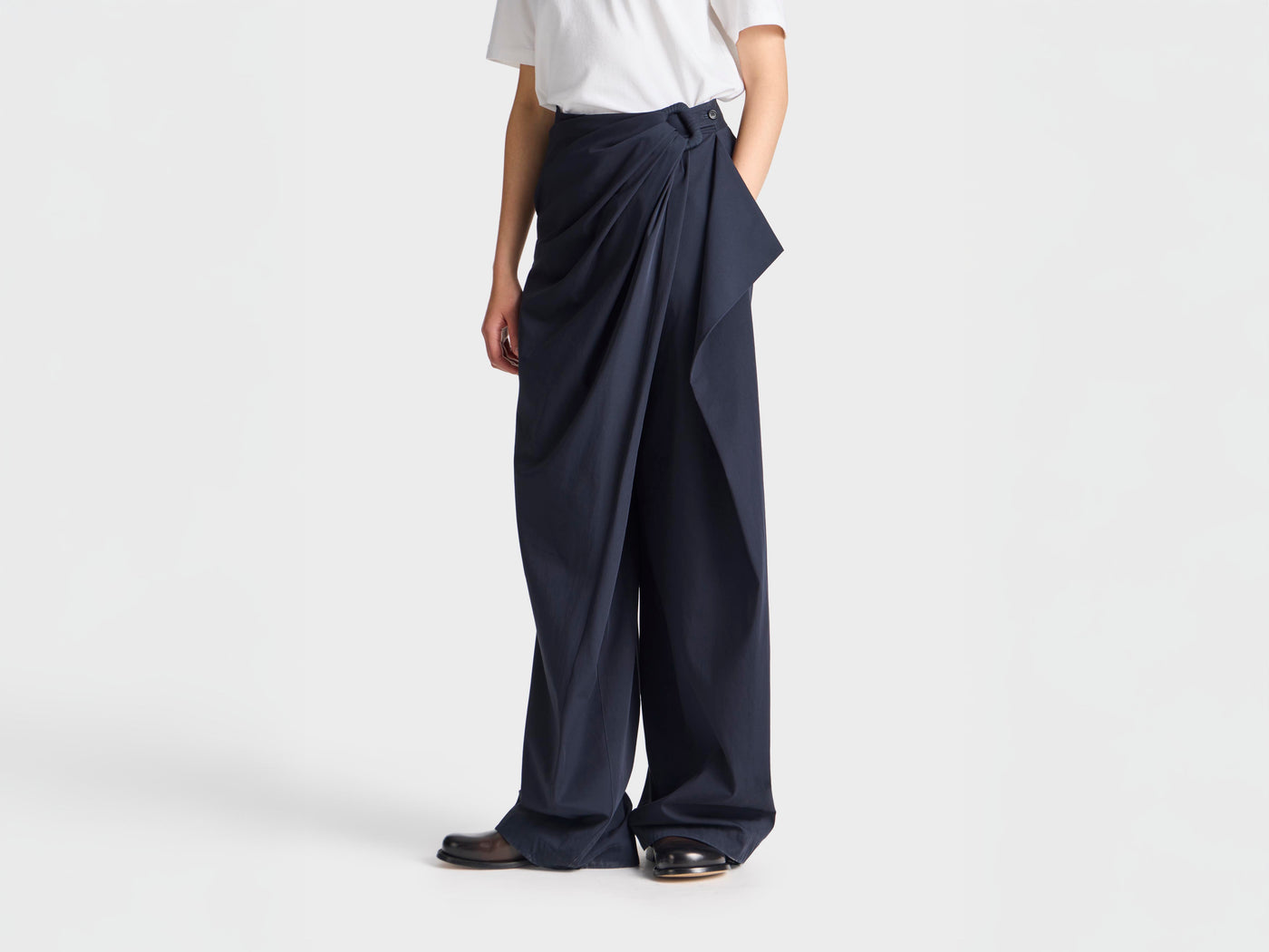 WOMENS FOLD OVER TROUSERS IN NAVY