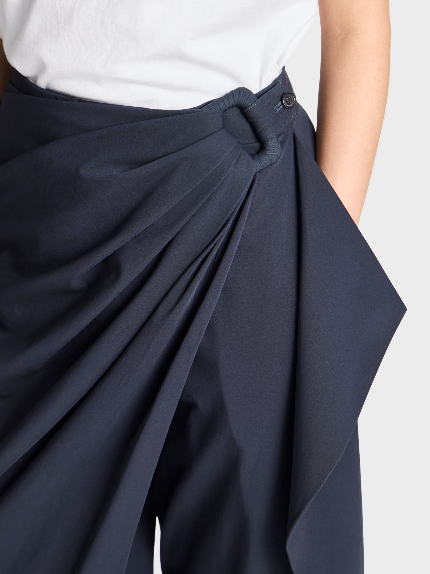 WOMENS FOLD OVER TROUSERS IN NAVY