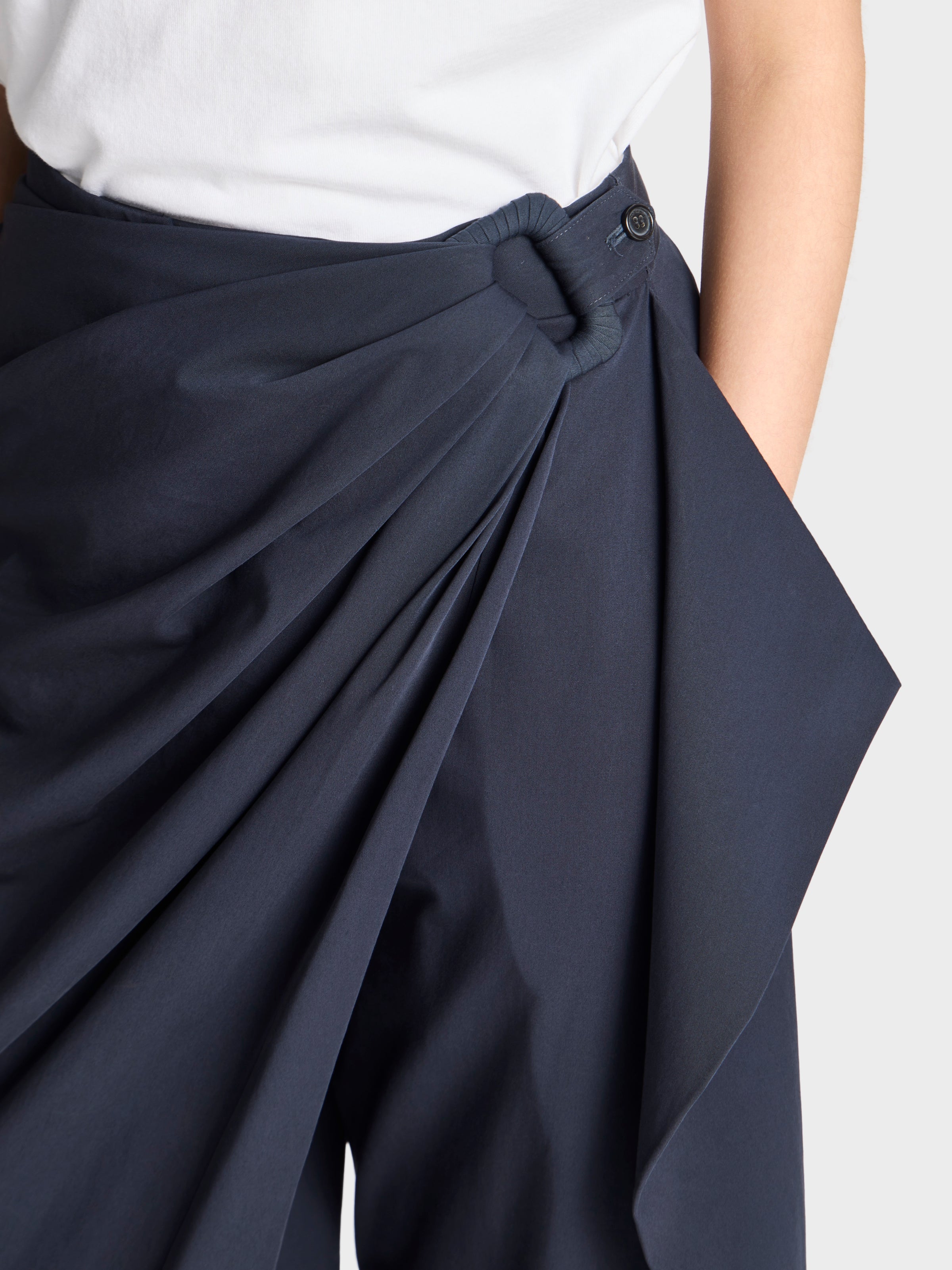 WOMENS FOLD OVER TROUSERS IN NAVY