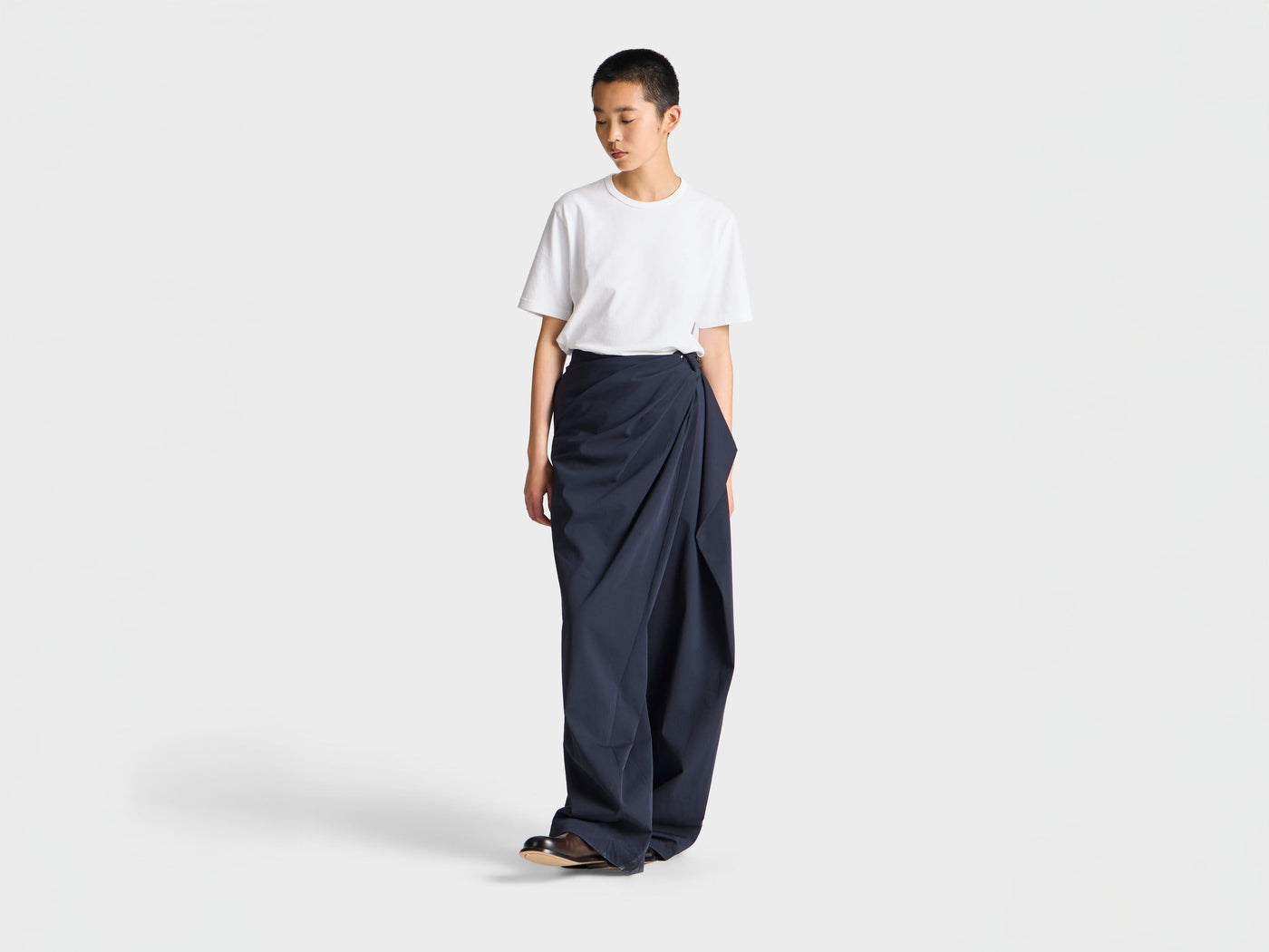 WOMENS FOLD OVER TROUSERS IN NAVY