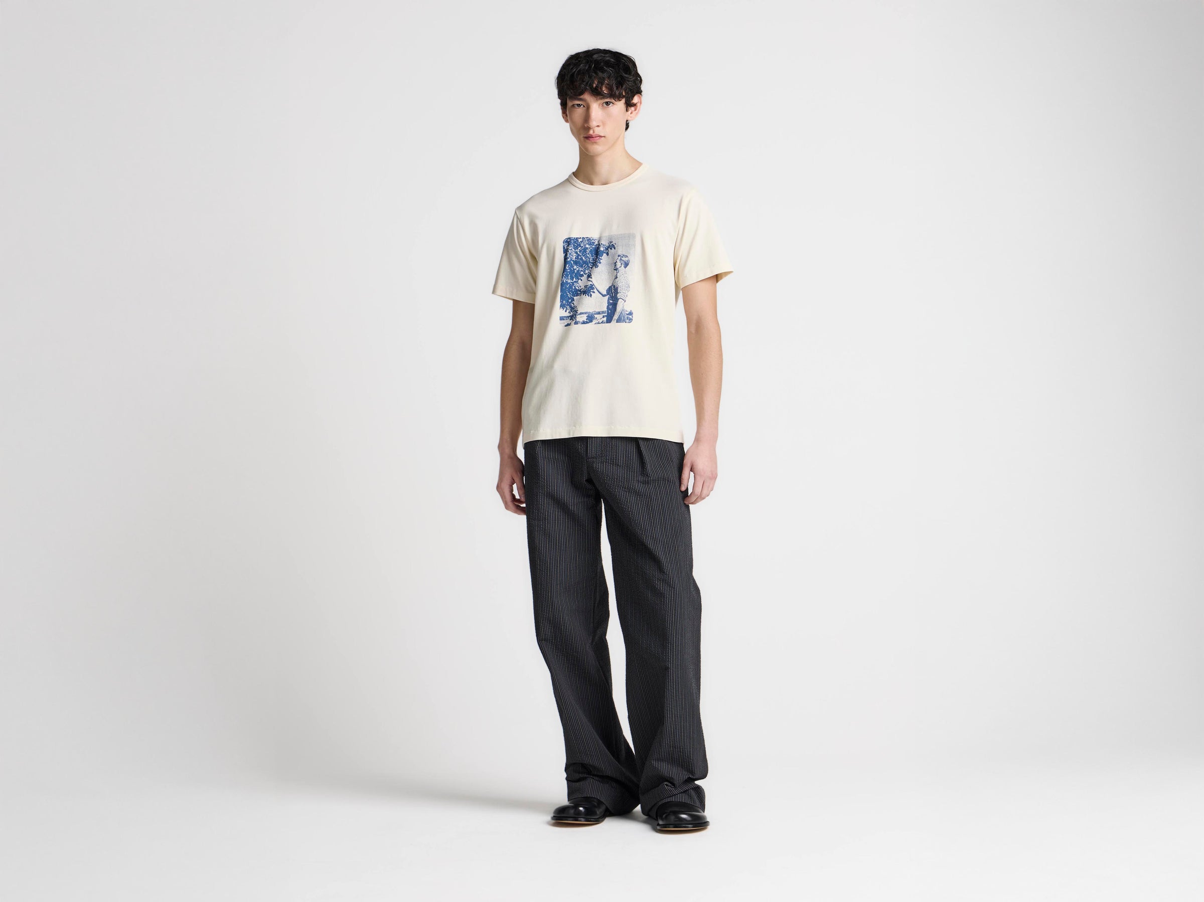 MENS SINGLE PLEAT TROUSERS IN BLACK & GREY