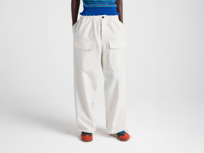 WOMENS PARACHUTE TRACK PANTS IN IVORY