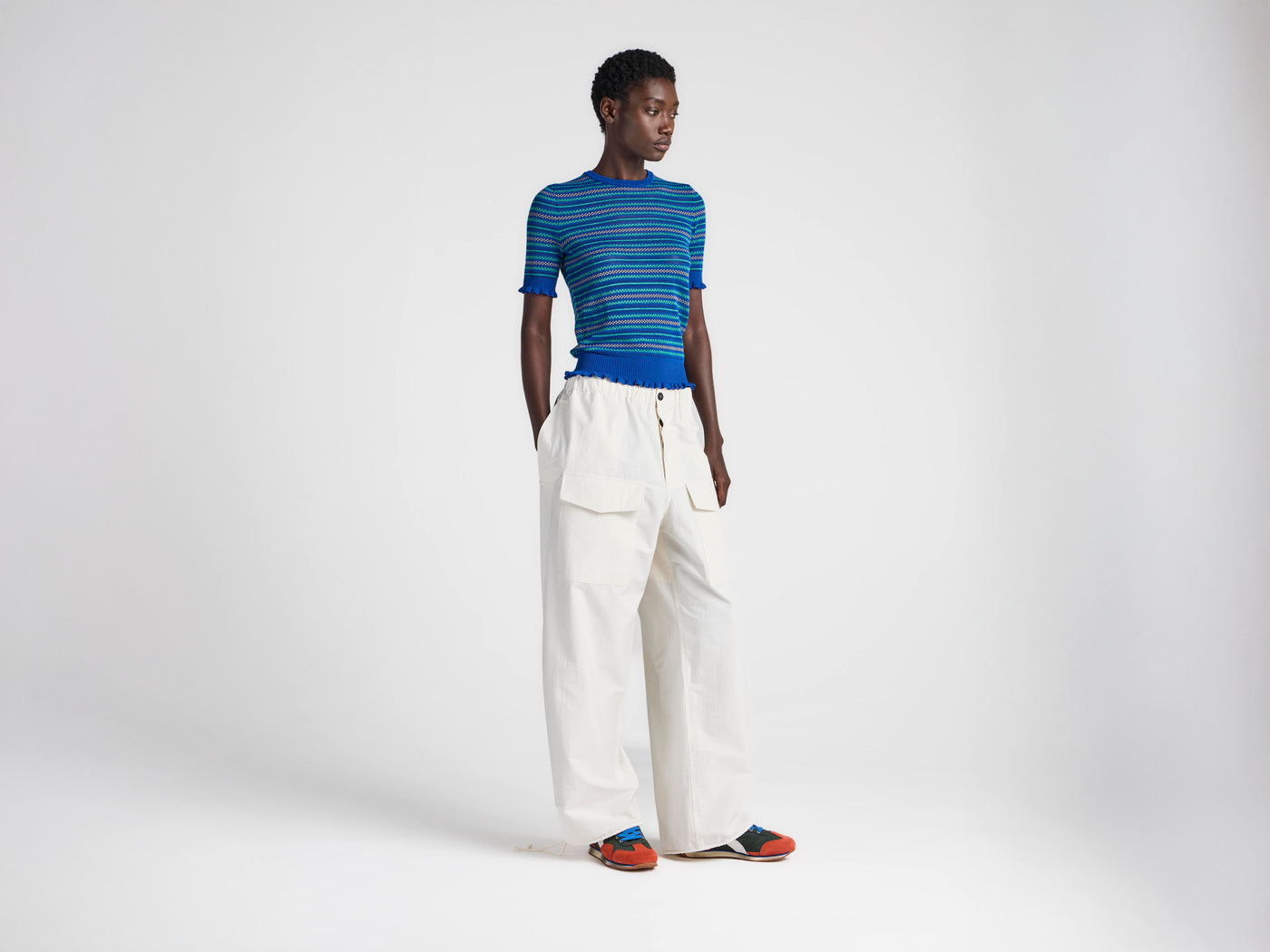 WOMENS PARACHUTE TRACK PANTS IN IVORY