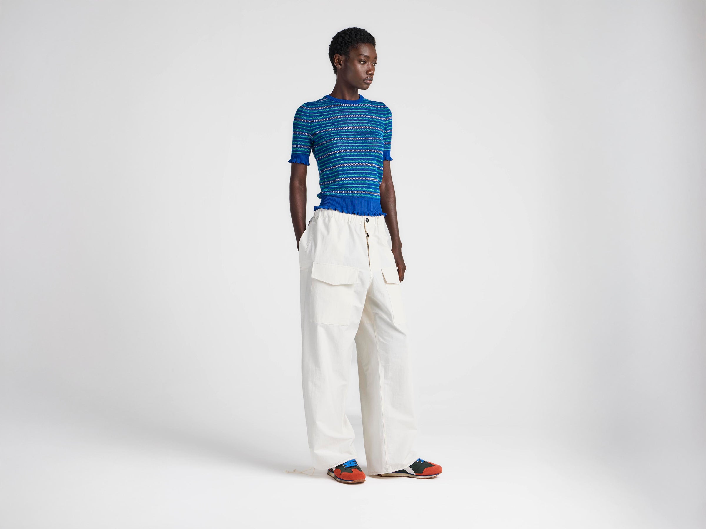WOMENS PARACHUTE TRACK PANTS IN IVORY