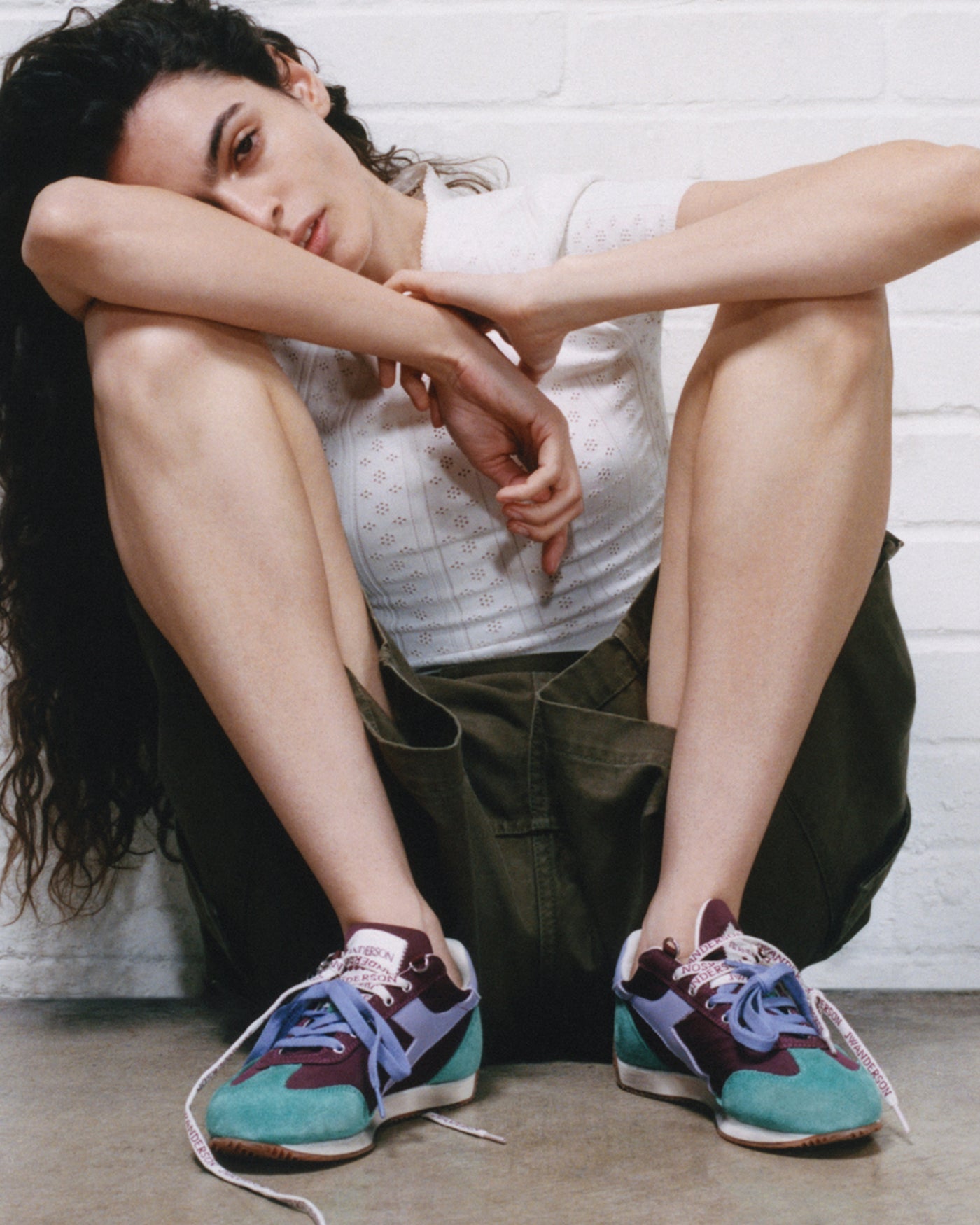 WOMENS JW ANDERSON X DIADORA EQUIPE TRAINERS IN EMPIRE RED