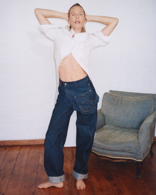 WOMENS TWISTED WORKWEAR DENIM JEANS IN INDIGO